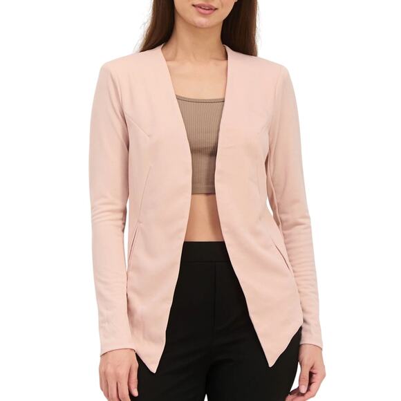 BCBGeneration NWT Pastel Pink Open Front Collarless Textured Blazer Jacket - Picture 1 of 15